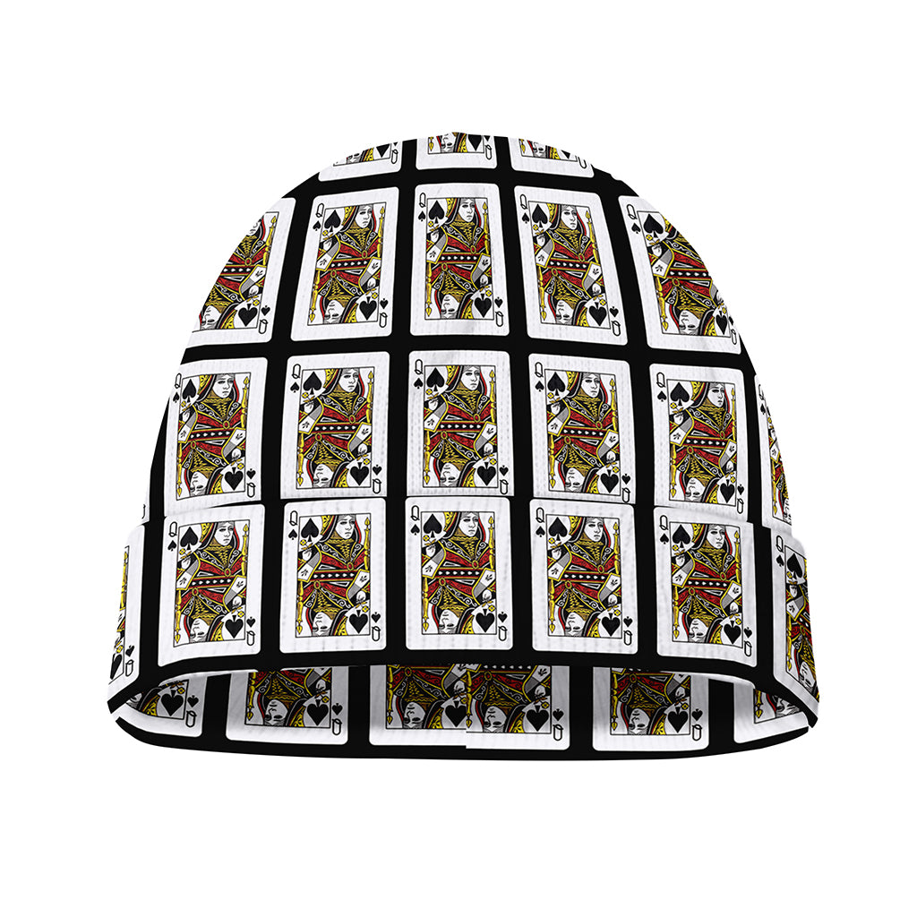 Queen Of Spades Pattern Print Beanie