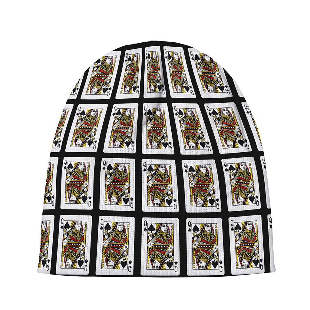 Queen Of Spades Pattern Print Beanie