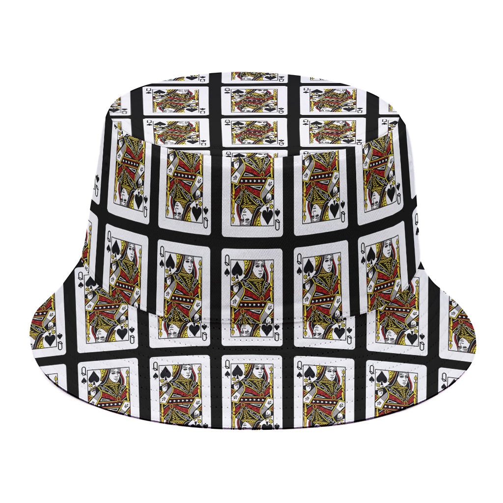 Queen Of Spades Pattern Print Bucket Hat