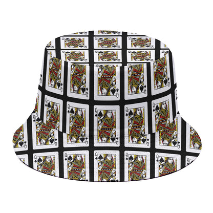 Queen Of Spades Pattern Print Bucket Hat