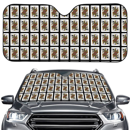Queen Of Spades Pattern Print Car Windshield Sun Shade