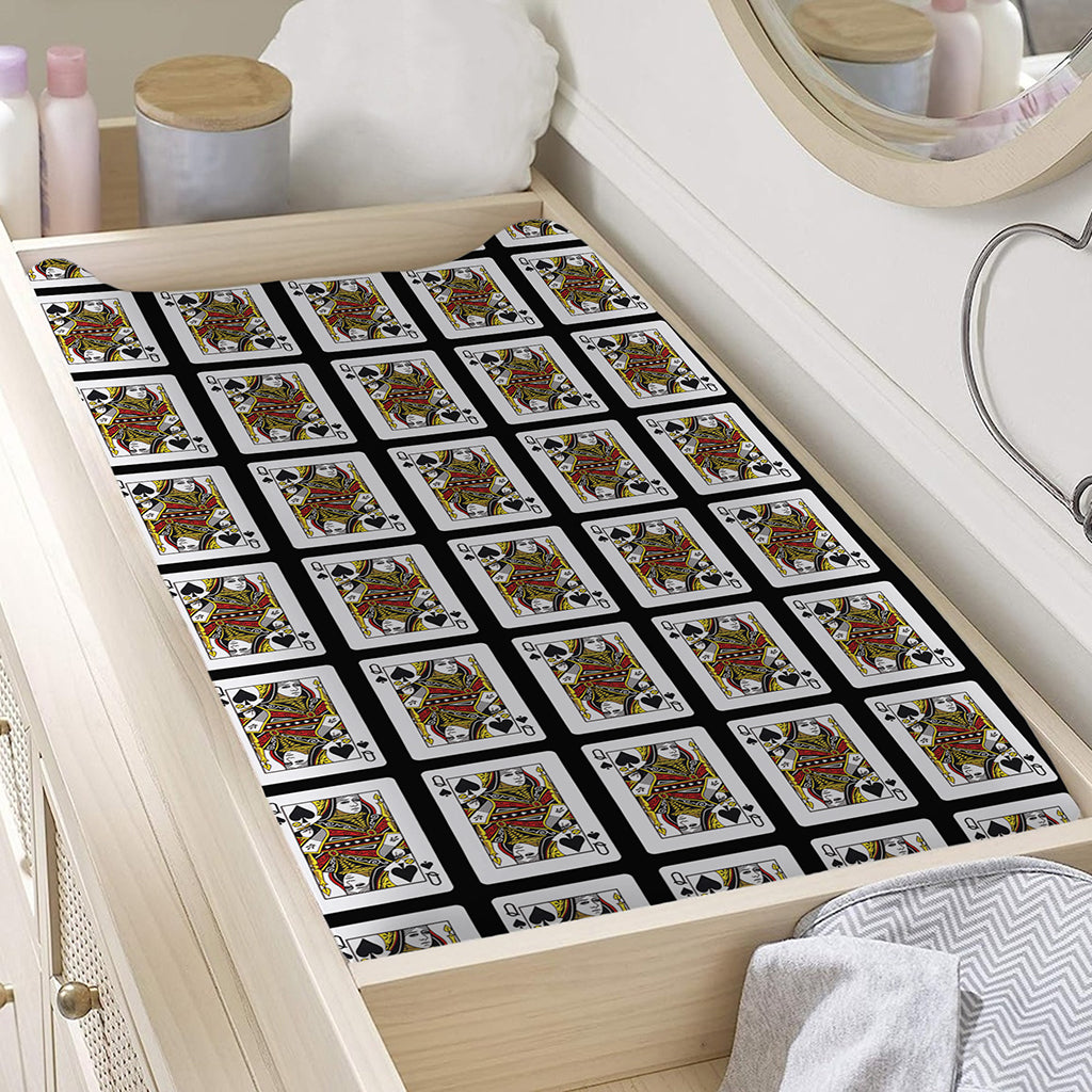 Queen Of Spades Pattern Print Changing Pad Cover
