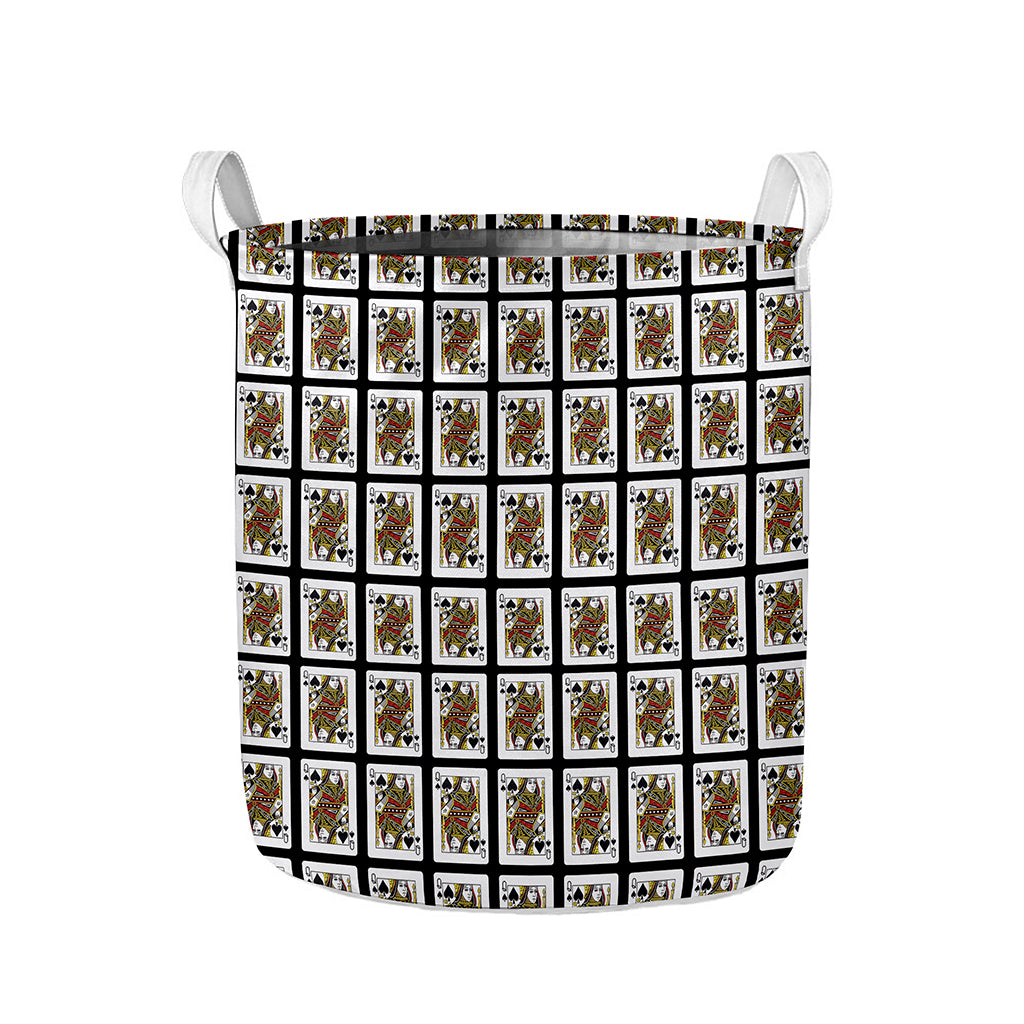 Queen Of Spades Pattern Print Collapsible Laundry Basket