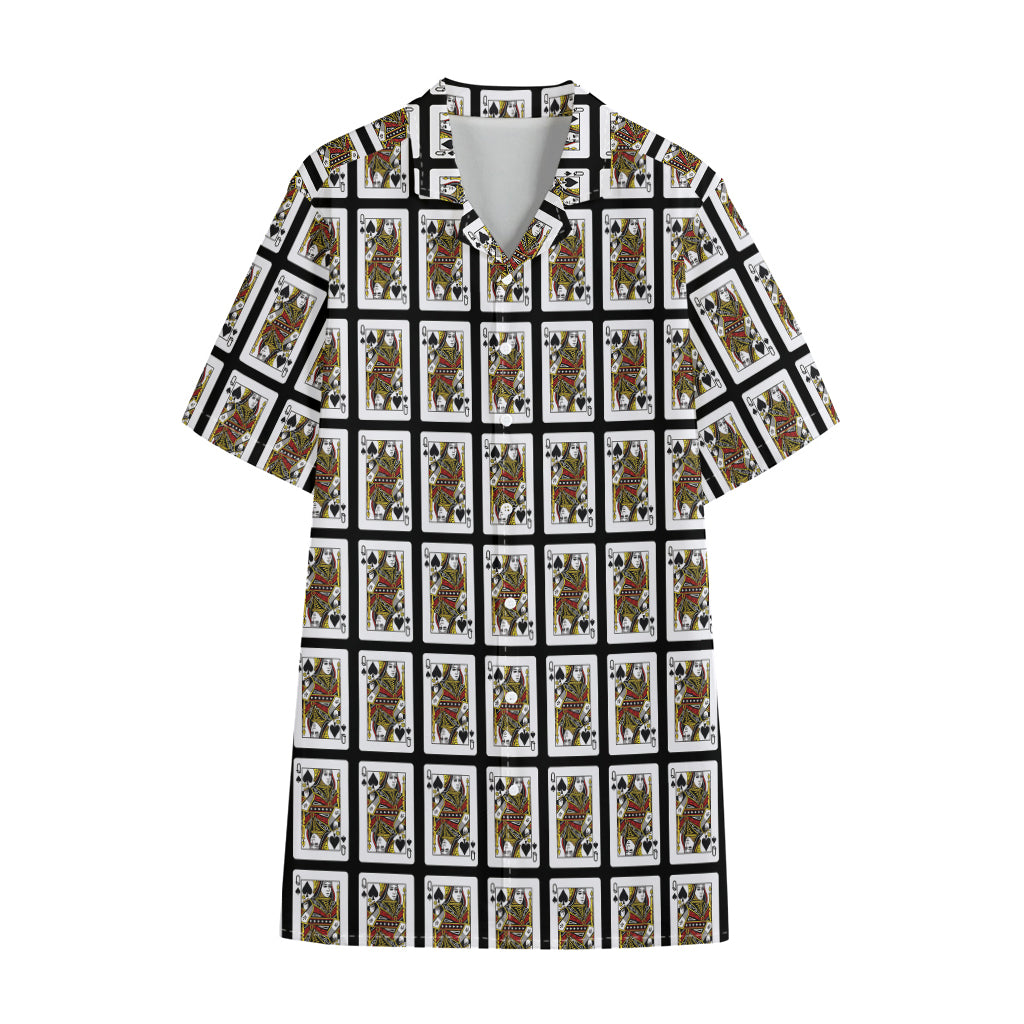Queen Of Spades Pattern Print Cotton Hawaiian Shirt
