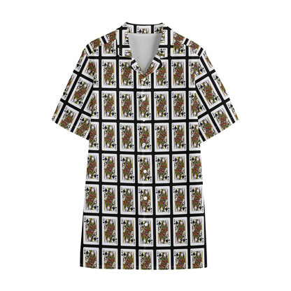 Queen Of Spades Pattern Print Cotton Hawaiian Shirt