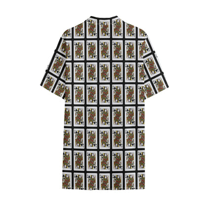 Queen Of Spades Pattern Print Cotton Hawaiian Shirt