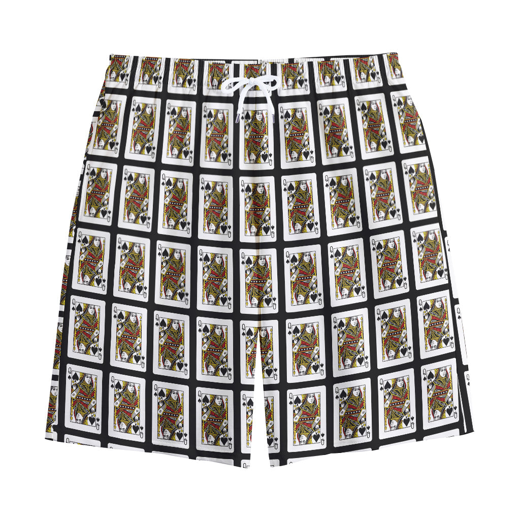 Queen Of Spades Pattern Print Cotton Shorts