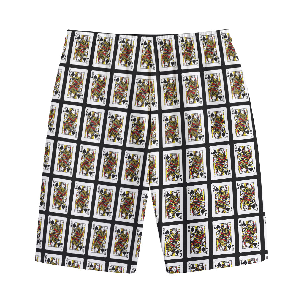 Queen Of Spades Pattern Print Cotton Shorts