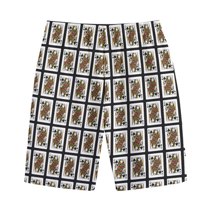 Queen Of Spades Pattern Print Cotton Shorts