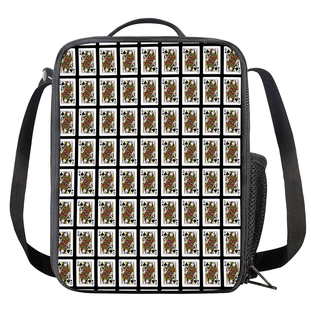 Queen Of Spades Pattern Print Crossbody Lunch Bag