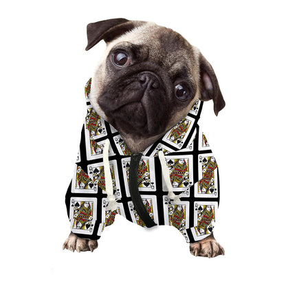Queen Of Spades Pattern Print Dog Zip Up Hoodie