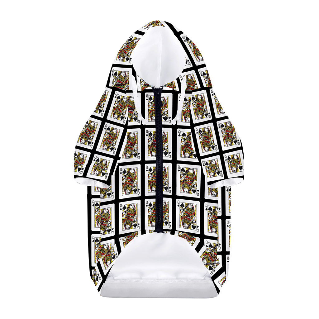 Queen Of Spades Pattern Print Dog Zip Up Hoodie
