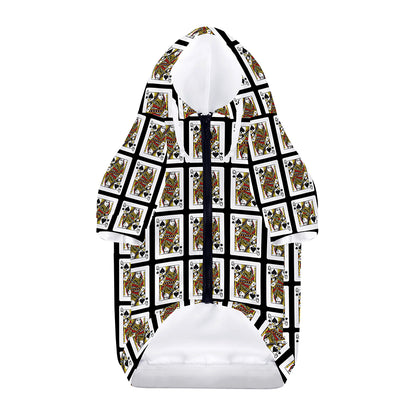 Queen Of Spades Pattern Print Dog Zip Up Hoodie