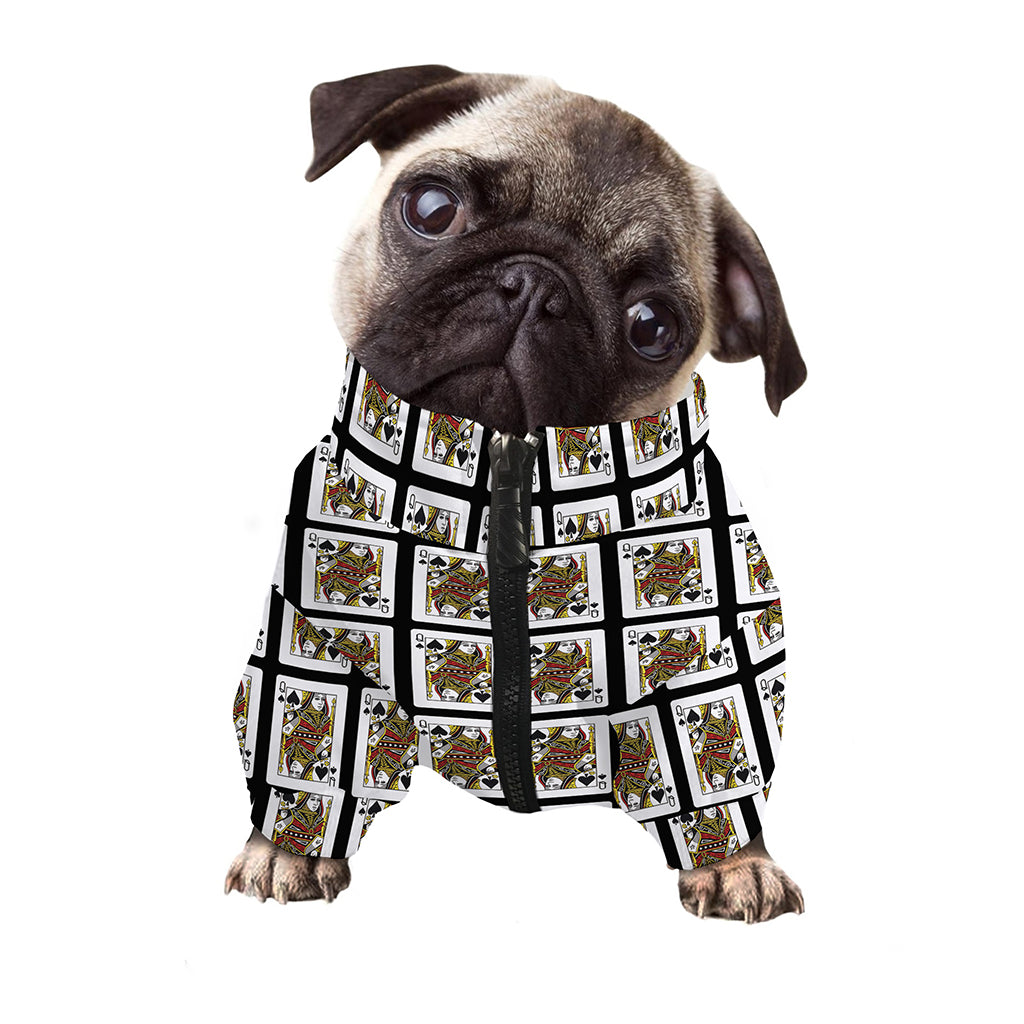 Queen Of Spades Pattern Print Dog Zip Up Jacket