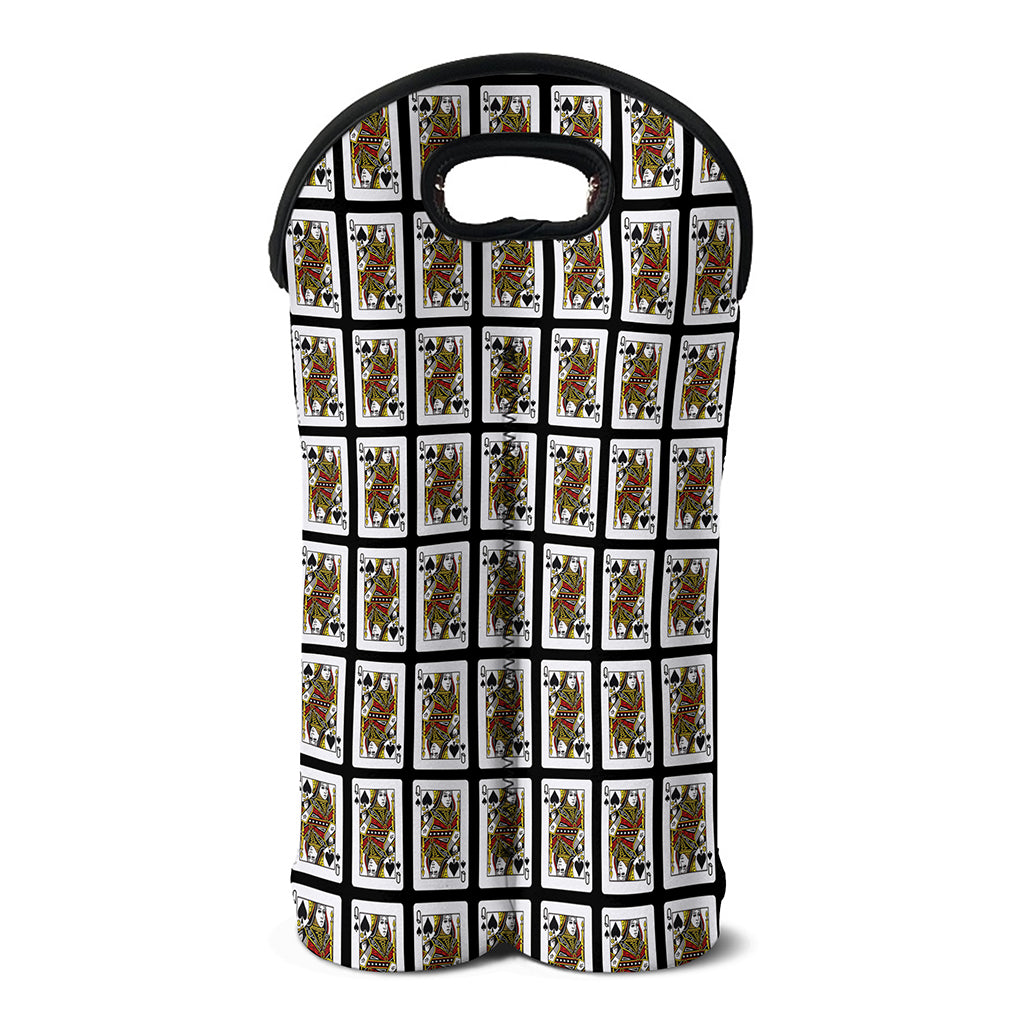 Queen Of Spades Pattern Print Double Neoprene Wine Tote