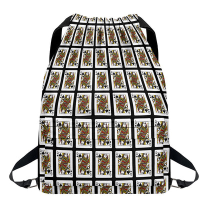 Queen Of Spades Pattern Print Drawstring Backpack