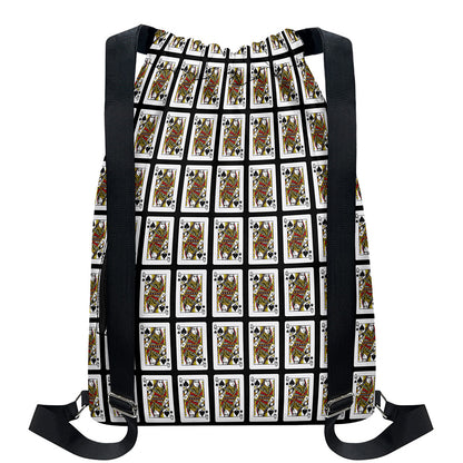 Queen Of Spades Pattern Print Drawstring Backpack