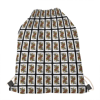 Queen Of Spades Pattern Print Drawstring Bag