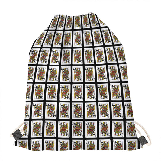 Queen Of Spades Pattern Print Drawstring Bag