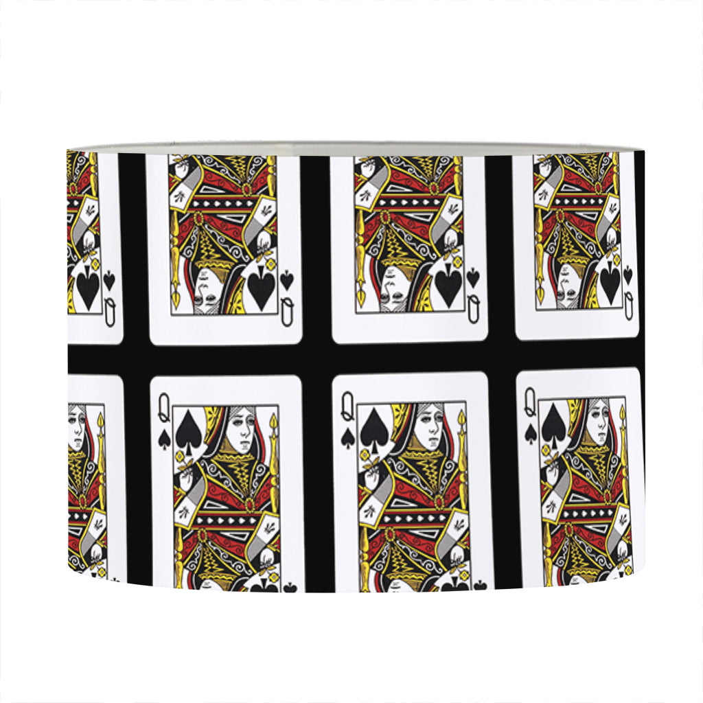 Queen Of Spades Pattern Print Drum Lamp Shade