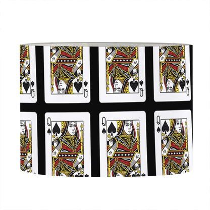 Queen Of Spades Pattern Print Drum Lamp Shade