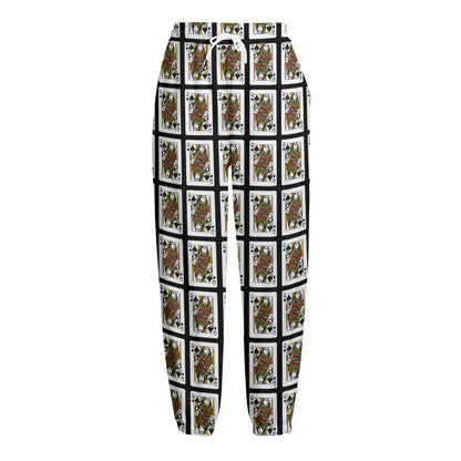 Queen Of Spades Pattern Print Fleece Lined Knit Pants