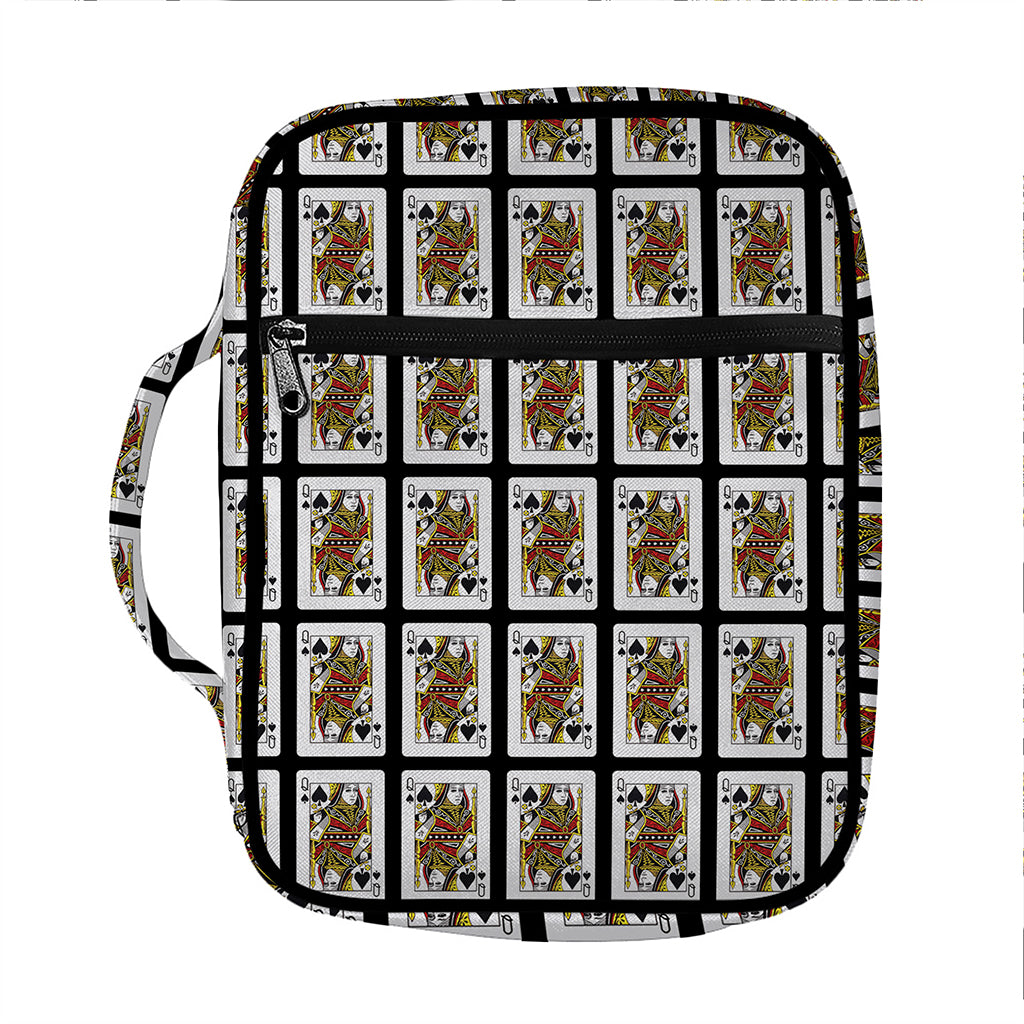 Queen Of Spades Pattern Print Front Pocket Bible Bag