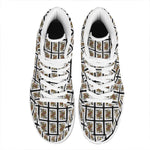 Queen Of Spades Pattern Print High Top Leather Sneakers
