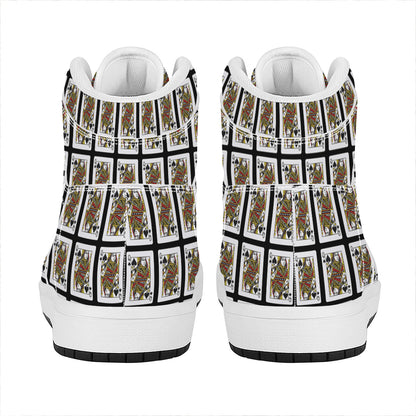 Queen Of Spades Pattern Print High Top Leather Sneakers