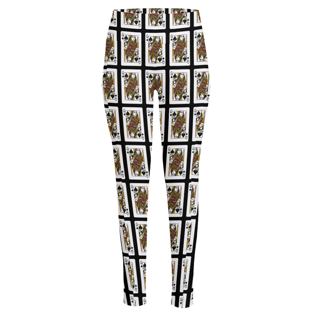 Queen Of Spades Pattern Print High-Waisted Pocket Leggings
