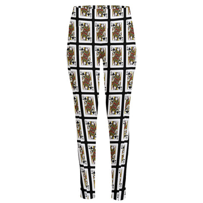 Queen Of Spades Pattern Print High-Waisted Pocket Leggings