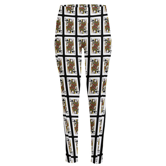 Queen Of Spades Pattern Print High-Waisted Pocket Leggings