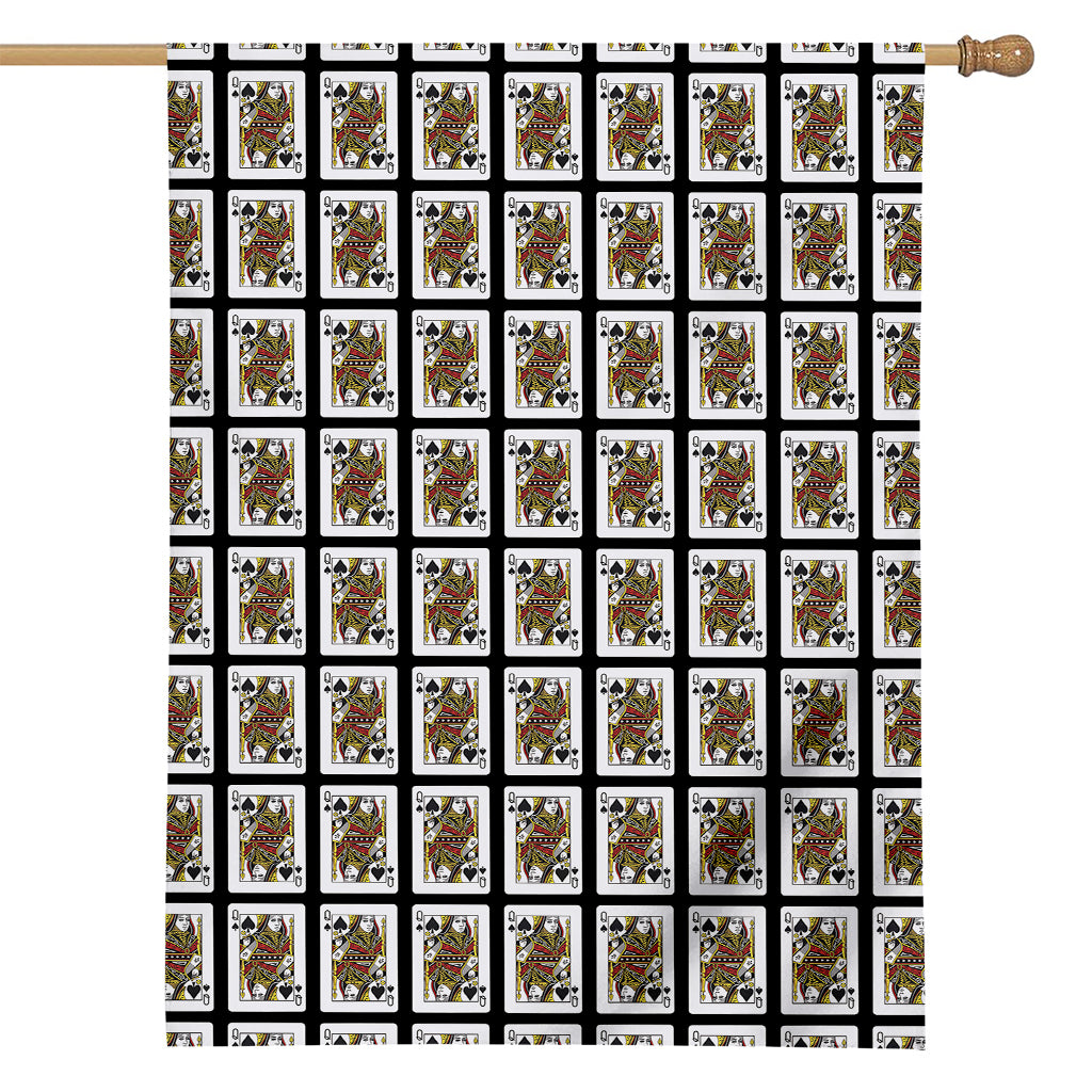 Queen Of Spades Pattern Print House Flag
