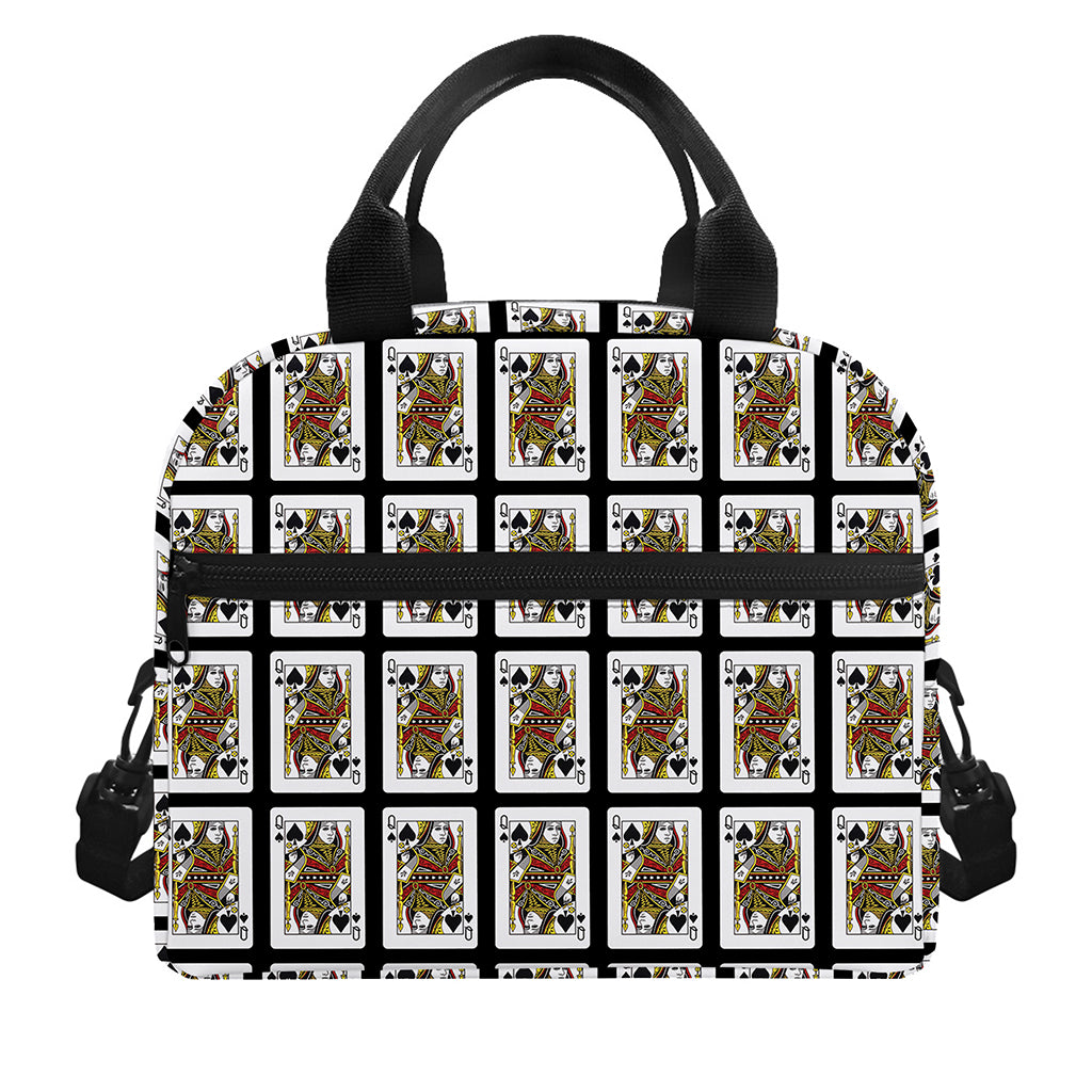 Queen Of Spades Pattern Print Insulated Lunch Bag