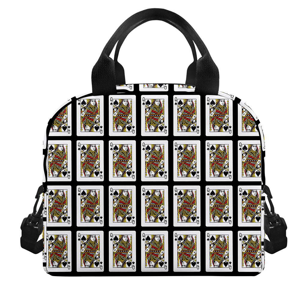 Queen Of Spades Pattern Print Insulated Lunch Bag