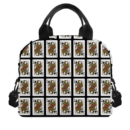 Queen Of Spades Pattern Print Insulated Lunch Bag