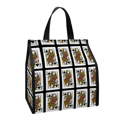 Queen Of Spades Pattern Print Insulated Lunch Tote
