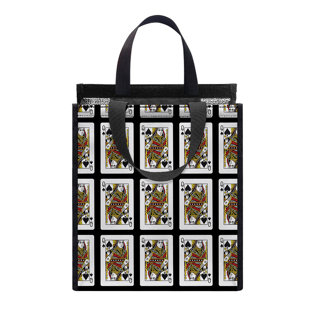 Queen Of Spades Pattern Print Insulated Lunch Tote