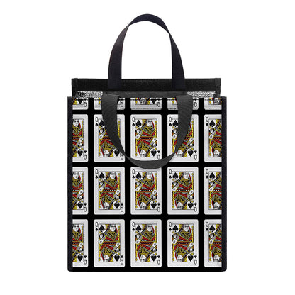 Queen Of Spades Pattern Print Insulated Lunch Tote