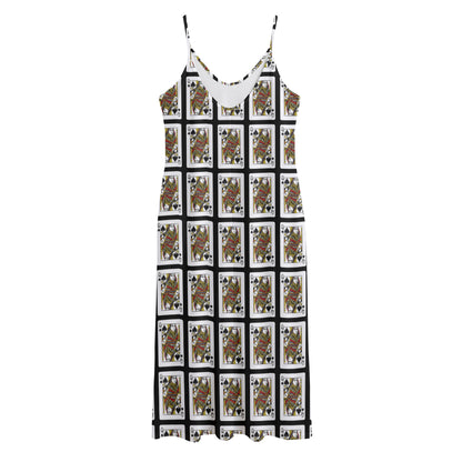 Queen Of Spades Pattern Print Jersey Midi Cami Dress