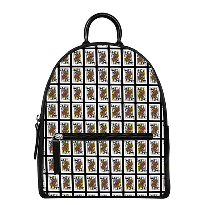 Queen Of Spades Pattern Print Leather Backpack