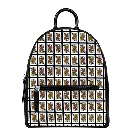 Queen Of Spades Pattern Print Leather Backpack