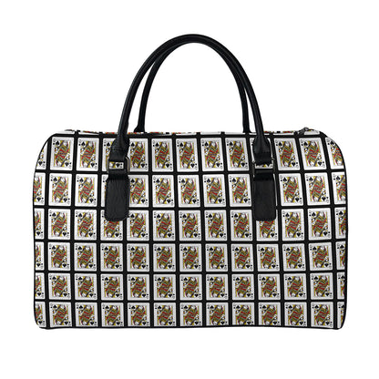 Queen Of Spades Pattern Print Leather Duffle Bag