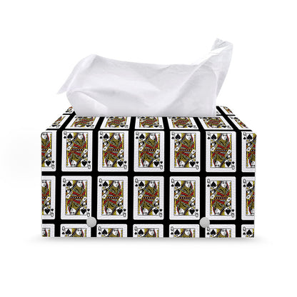 Queen Of Spades Pattern Print Leather Tissue Box Cover