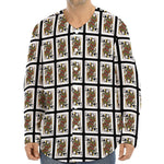 Queen Of Spades Pattern Print Long Sleeve Baseball Jersey