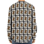 Queen Of Spades Pattern Print Long Sleeve Baseball Jersey