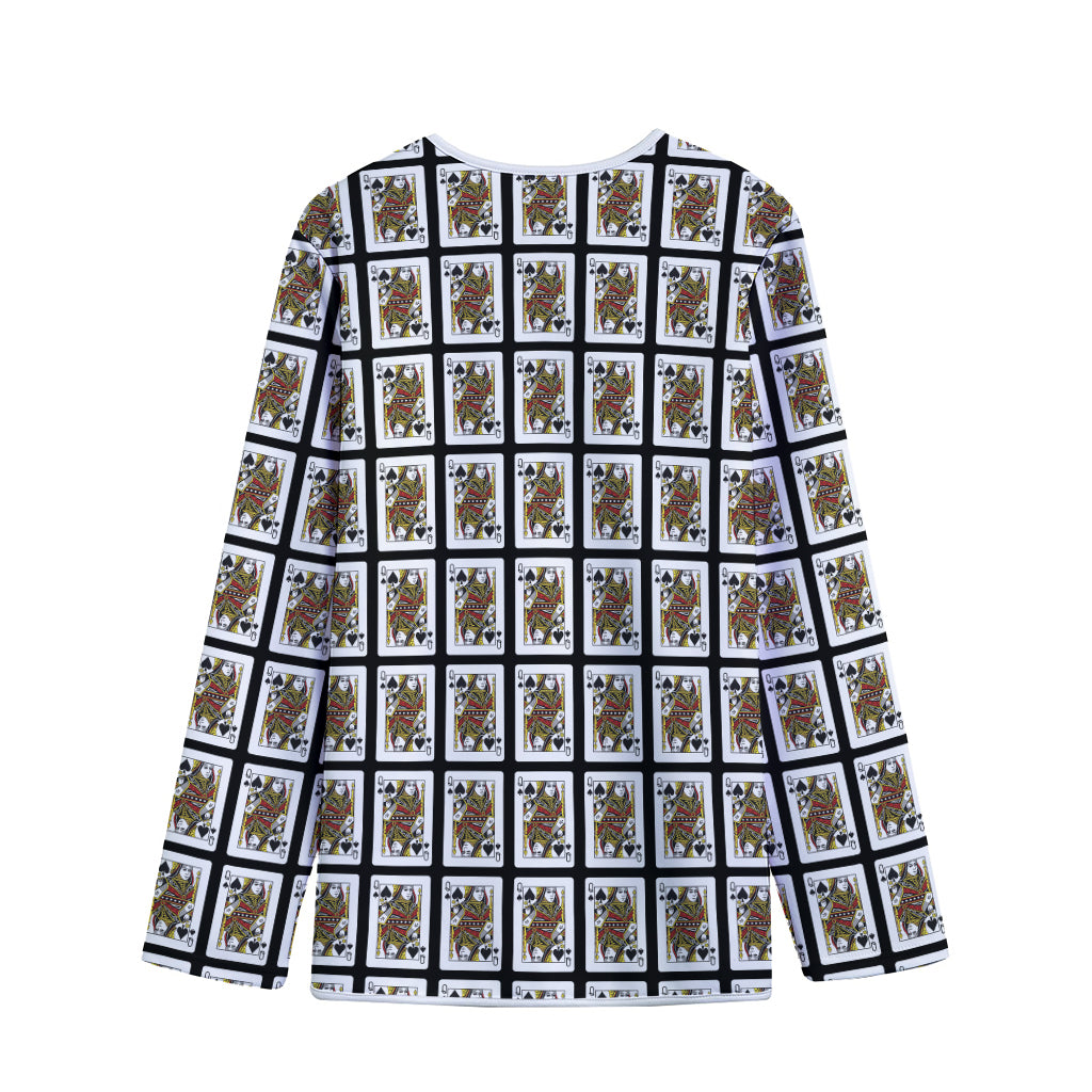 Queen Of Spades Pattern Print Long Sleeve Short Coat