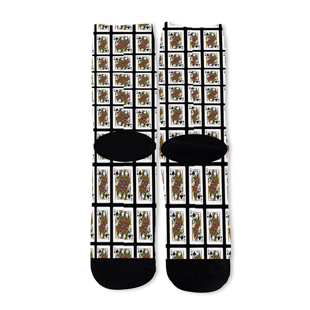 Queen Of Spades Pattern Print Long Socks