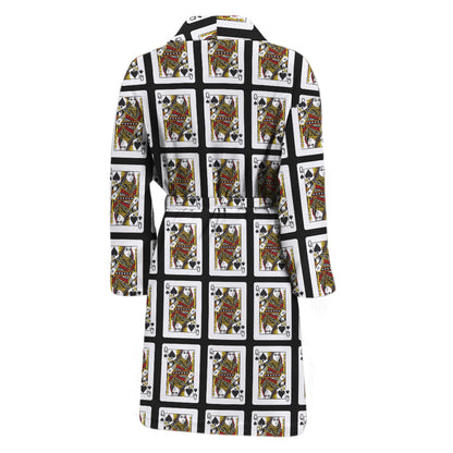 Queen Of Spades Pattern Print Men's Bathrobe