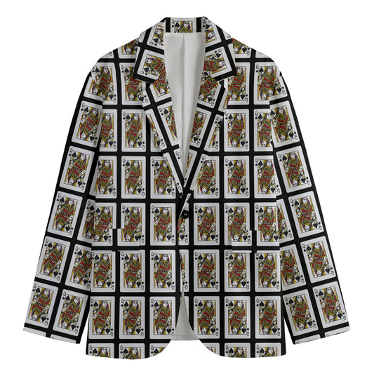 Queen Of Spades Pattern Print Men's Blazer